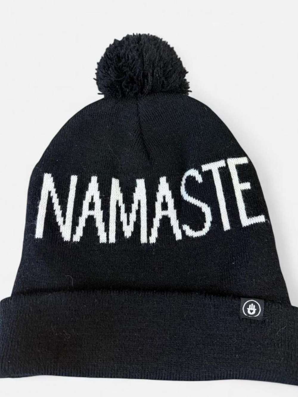Spiritual Gangster Black 'Namaste' Pom Beanie Hat